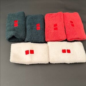 Set of 6 Terry Wristbands with Red Logo - Black, Red, White Uniqlo